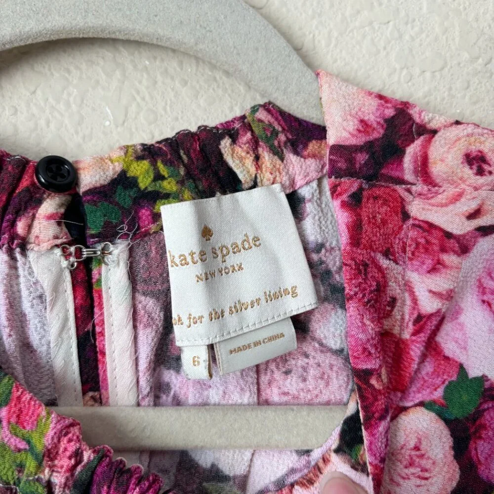 Kate Spade New York Rose Print Tie Back Dress